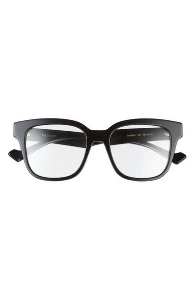 Shop Gucci 52mm Square Optical Glasses In Black