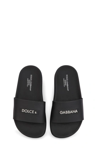 Shop Dolce & Gabbana Kids' Ciabatta Slide Sandal In Black