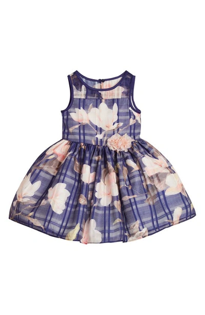 Shop Pippa & Julie Kids' Floral Print Fit & Flare Dress In Blue
