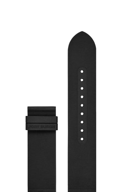 Shop Tory Burch Gigi 20mm Rubber Watch Band In Black