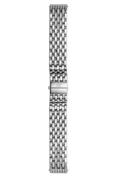 Shop Michele Deco Diamond 18mm Bracelet Watchband In Silver