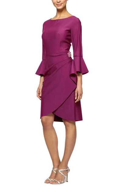 Shop Alex Evenings Bell Sleeve Sheath Dress In Passion