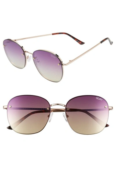 Shop Quay Jezabell 53mm Rimless Aviator Sunglasses In Rose/ Purple Pink Yellow