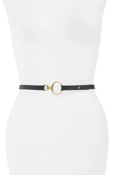 Shop Chloé Skinny Leather Belt In Black