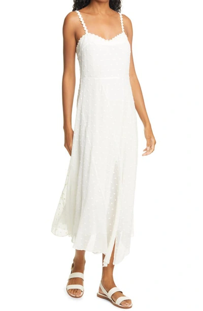 Shop Rebecca Taylor Dot Embroidered Crinkle Chiffon Maxi Sundress In Snow