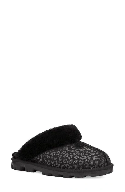 Shop Ugg Genuine Shearling Slipper In Black Snow Leopard Suede