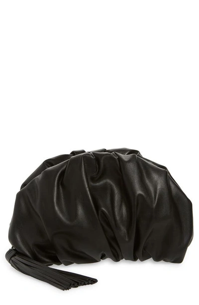 Shop Rebecca Minkoff Ruched Faux Leather Clutch In Black