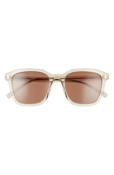 Shop Saint Laurent 53mm Square Sunglasses In Yellow/ Brown