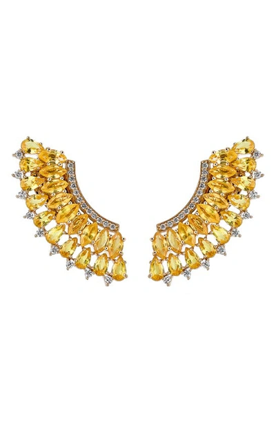 Shop Hueb Mirage Yellow Sapphire & Diamond Earrings In Yellow Gold