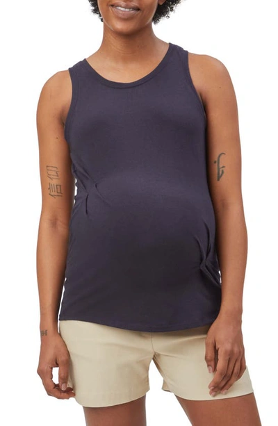 Shop Stowaway Collection Pleated Maternity Tank In Navy