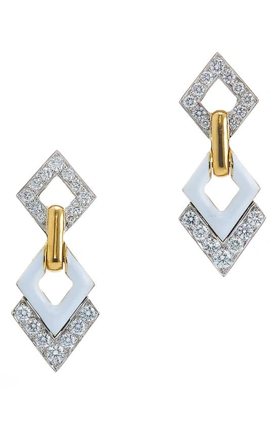 Shop David Webb Motif Diamond Drop Earrings In Yellow Gold