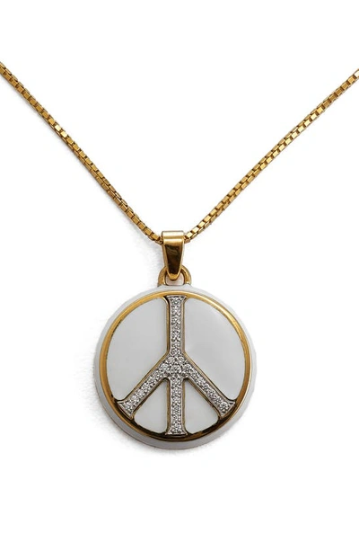 Shop David Webb Motif Peace Pendant Necklace In Yellow Gold