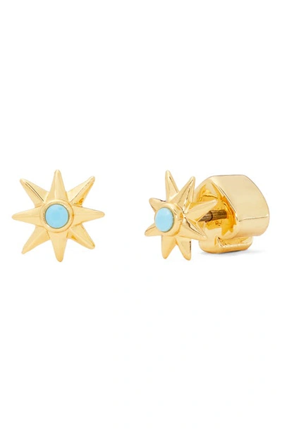 Shop Kate Spade My Medallion Turquoise Stud Earrings In Gold