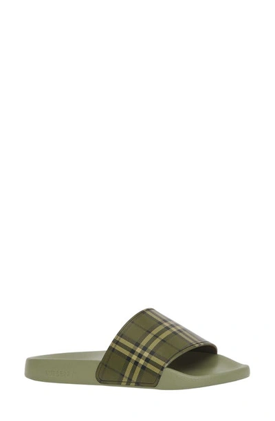 Shop Burberry Furley Slide Sandal In Military Green Ip Ch