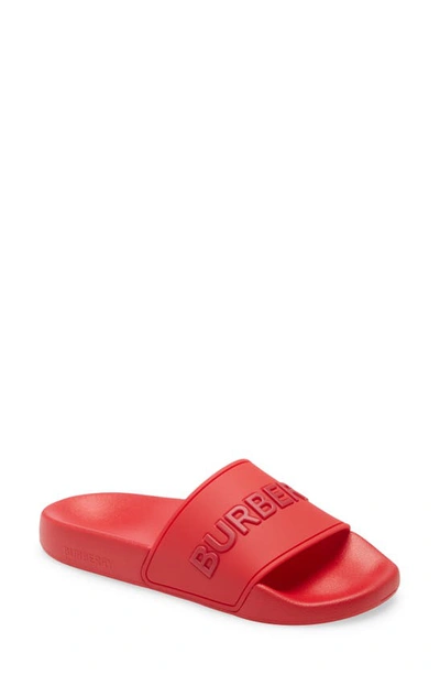 Shop Burberry Furley Slide Sandal In Bright Red