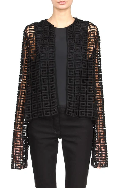 Shop Givenchy 4g Logo Guipure Lace Boxy Jacket In Black