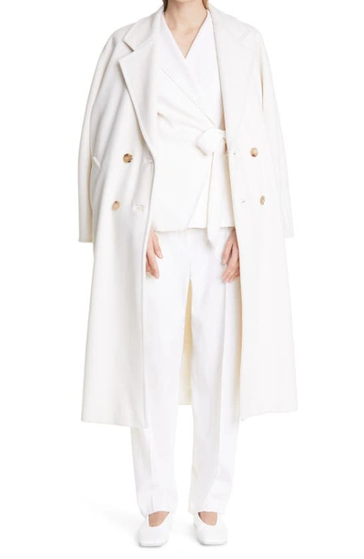 Shop Max Mara Madame Double Breasted Wool & Cashmere Belted Coat In White