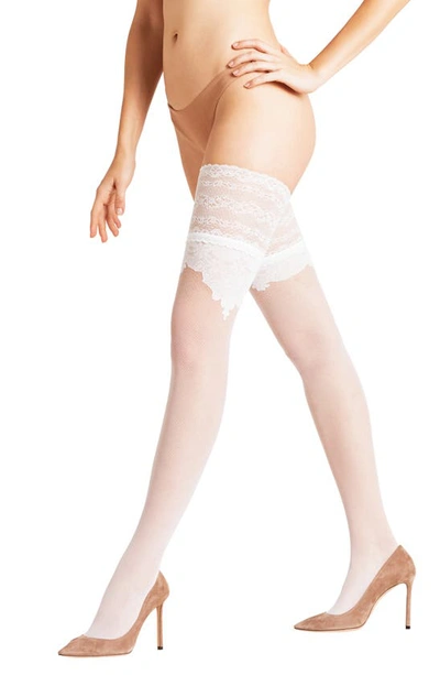 Shop Falke Ceremonial Stay-up Stockings In Off White