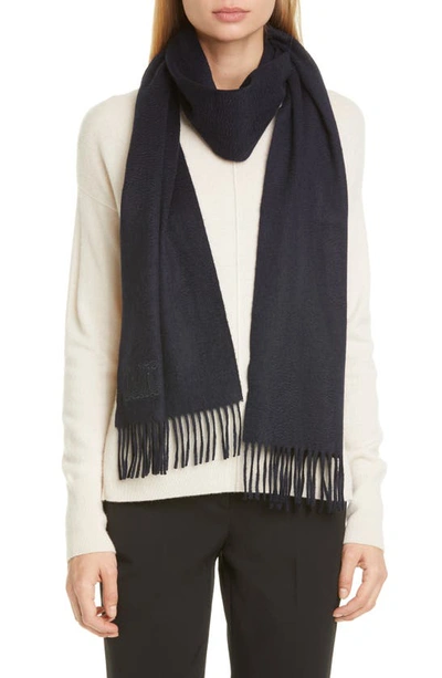 Shop Max Mara Wsdalia Cashmere Scarf In Navy