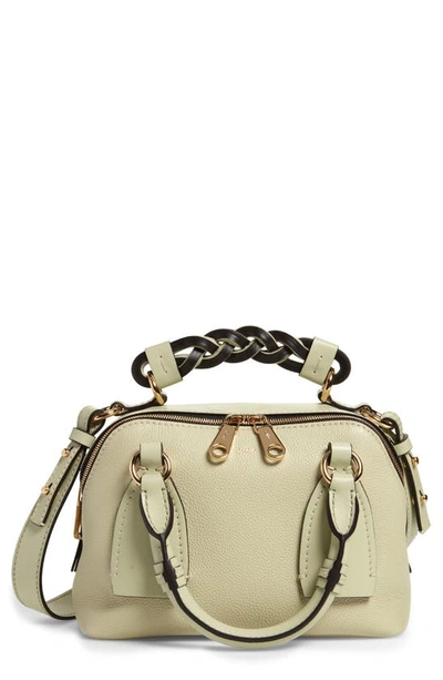 Shop Chloé Small Daria Leather Day Bag In Light Eucalyptus