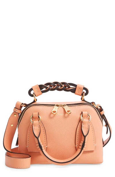 Shop Chloé Small Daria Leather Day Bag In Peach Bloom