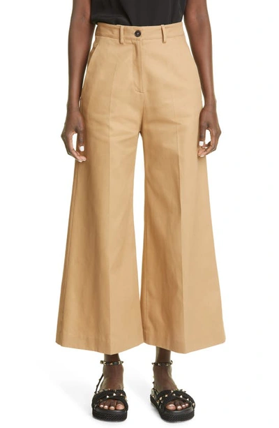 Shop Valentino Flare Crop Gabardine Pants In 0bg Beige