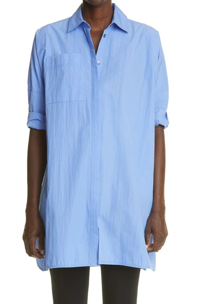 Shop Co Oversize Tton Blend Shirt In Oxford Blue