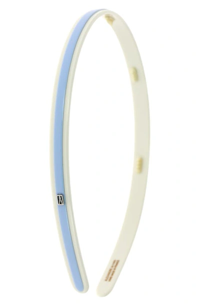 Shop Alexandre De Paris Regular Headband In Light Blue And White