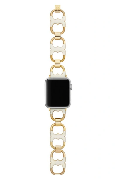 Shop Tory Burch Double-t Link Apple Watch® Bracelet In Ivory