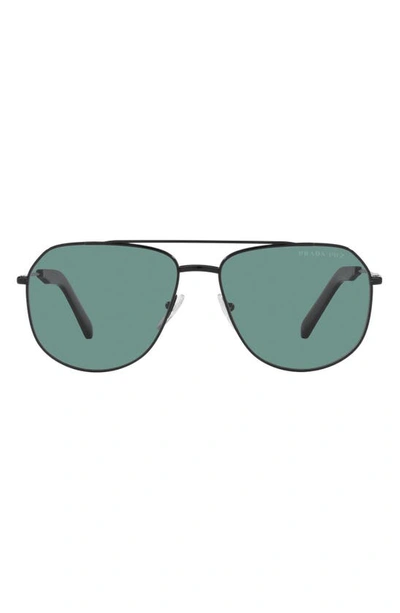 Shop Prada 60mm Polarized Pilot Sunglasses In Black