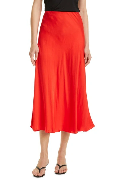 Shop L Agence Clarisa Bias Cut Satin Skirt In Flame Scarlet