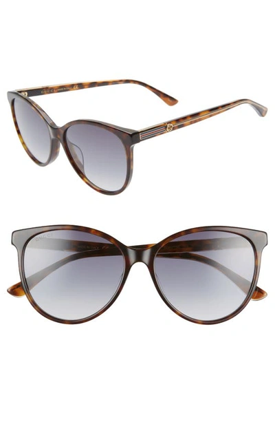 Shop Gucci 57mm Cat Eye Sunglasses In Dk Havana/cry/grey Gradient