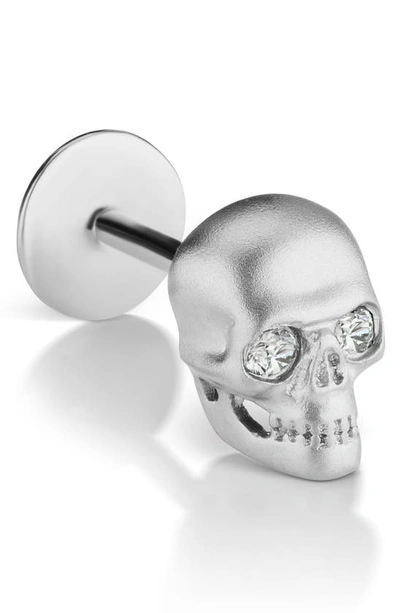 Shop Maria Tash Matte Skull Threaded Stud Earring With Diamonds In White Gold/ Diamond