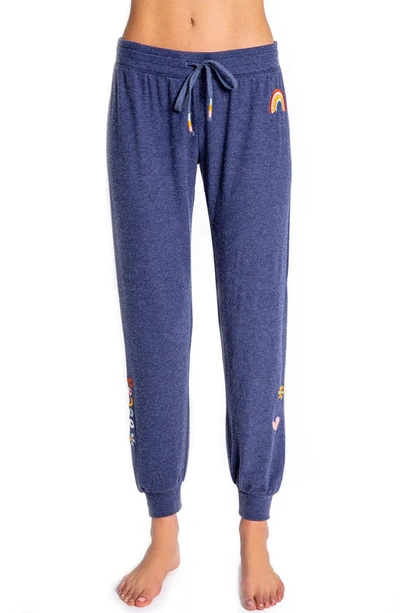 Shop Pj Salvage Retro Revive Embroidered Joggers In Navy