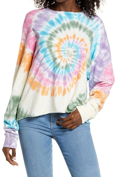 Shop Daydreamer Rainbow Tie Dye Long Sleeve T-shirt In Rainbow Spiral