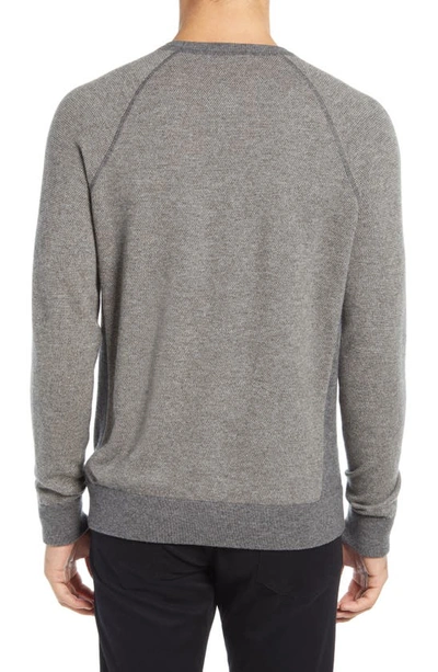 Shop Vince Regular Fit Bird's Eye Stitch Wool & Cashmere Sweater In Medium H Grey/ H Beige