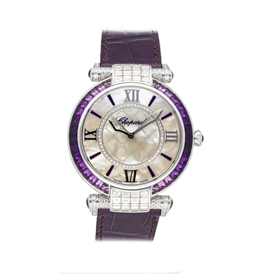 Pre-owned Chopard Mop Diamonds 18k White Gold Imperiale Joaillerie 384239-1012 Women's Wristwatch 40 Mm