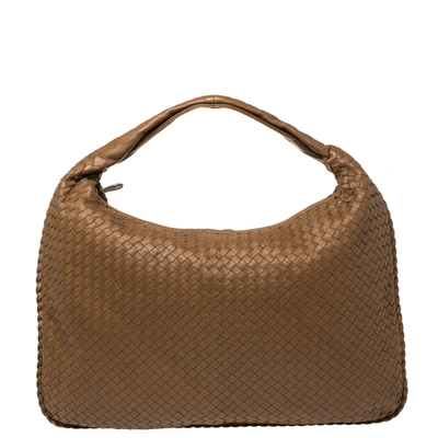 Pre-owned Bottega Veneta Brown Intrecciato Leather Maxi Veneta Hobo