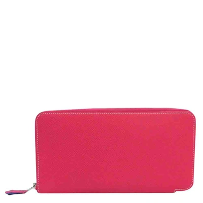 Pre-owned Hermes Pink/rose Epsom Leather Zip Around Wallet