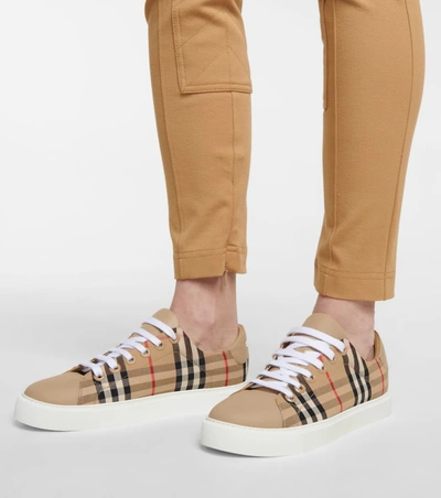 Shop Burberry Vintage Check Sneakers In 米色