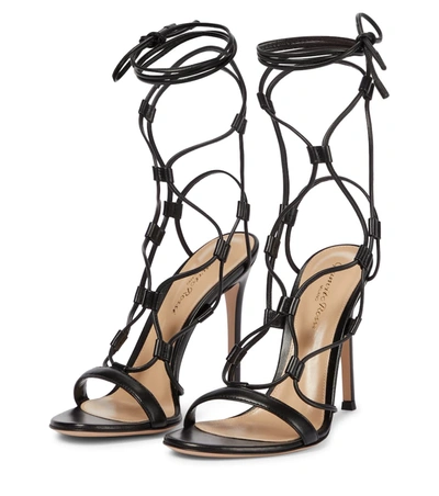 Shop Gianvito Rossi Giza 105 Leather Sandals In 黑色