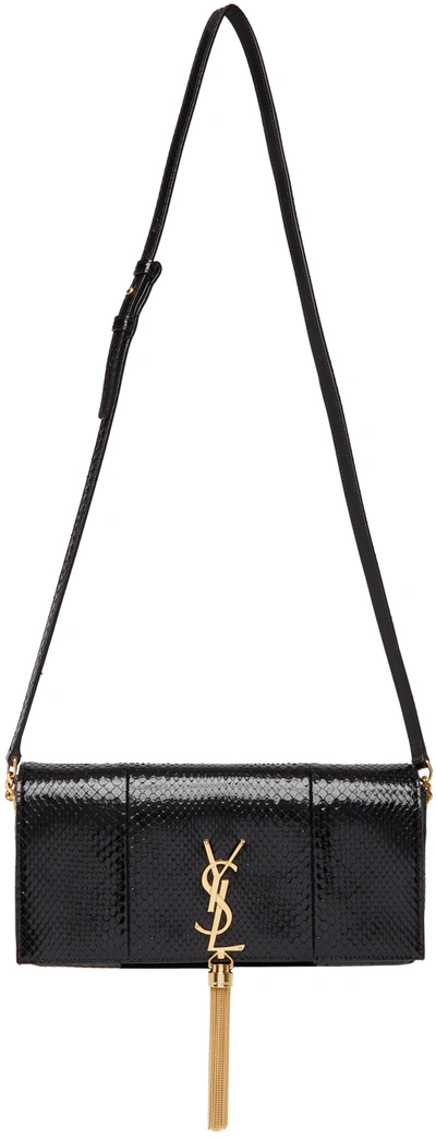 Shop Saint Laurent Black Snake Medium Kate 99 Tassel Bag In 1000 Black