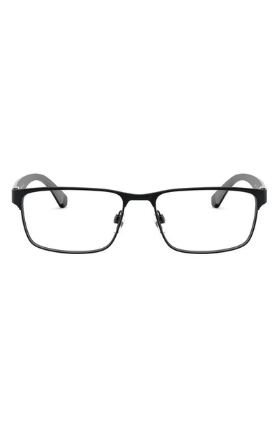 Shop Emporio Armani 56mm Rectangular Optical Glasses In Matte Black