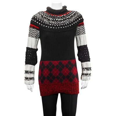 Shop Burberry Ladies Hand-knitted Yoke Cashmere Wool Sweater In Multicolor