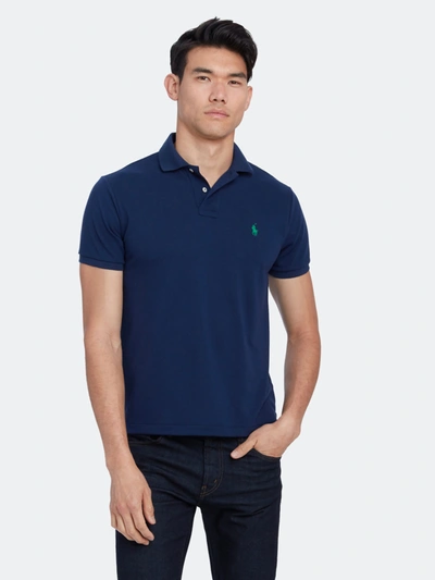 Shop Polo Ralph Lauren Recycled Slim Fit Polo Shirt In Newport Navy