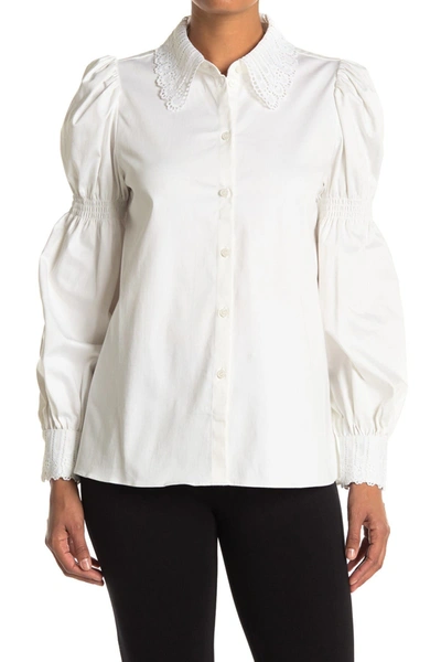 Shop Ted Baker Briona Lace Button-up Shirt In White
