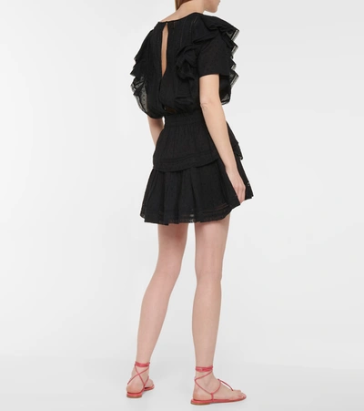 Shop Loveshackfancy Natasha Cotton Minidress In Black