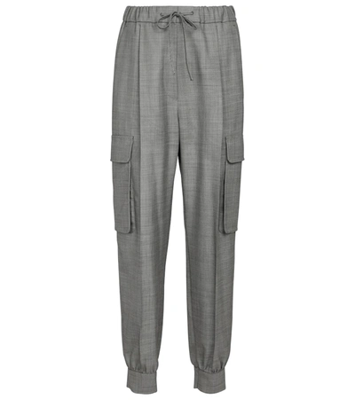 Max Mara Pianosa Wool-blend Tapered Cargo Pants In Grey | ModeSens