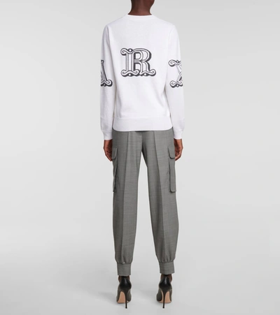 Shop Max Mara Kuban Intarsia Cashmere Sweater In White