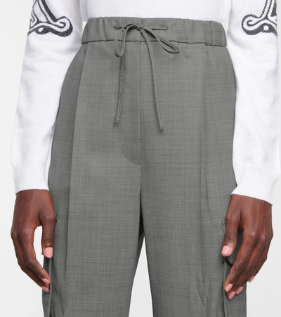 Max Mara Pianosa Wool-blend Tapered Cargo Pants In Grey | ModeSens
